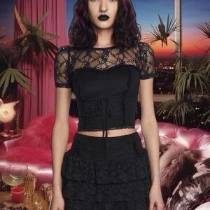 🩷DOLLSKILL WIDOW DON'T FEEL LONELY RIBBED CROP TOP🩷